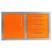 Alfresco Grills 32 Inch Stainless Steel Left Hinged Access Door  and  Triple Drawer Combo with Soft Close Hardware   Luminous Orange