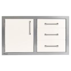 Alfresco Grills 32 Inch Stainless Steel Left Hinged Access Door Triple Drawer Combo with Soft Close Hardware Signal White Gloss250