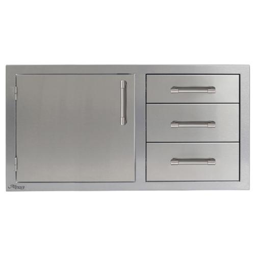 Alfresco Grills 42 Inch Stainless Steel Left Hinged Access Door  and  Triple Drawer Combo with Soft Close Hardware   Stainless Steel