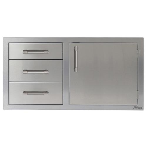 Alfresco Grills 42 Inch Stainless Steel Right Hinged Access Door  and  Triple Drawer Combo with Soft Close Hardware   Stainless Steel
