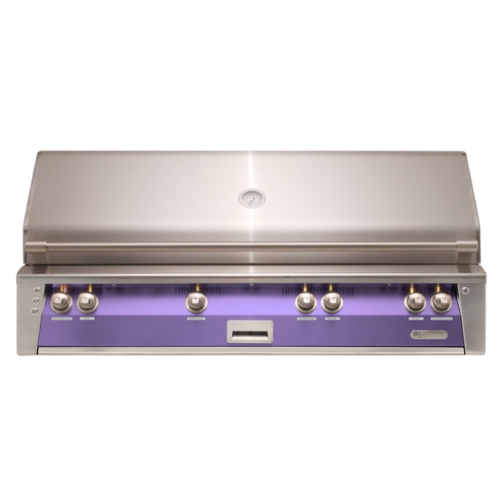 Alfresco Grills ALXE 56 Inch 4 Burner Built In Natural Gas Grill with Sear Zone and Rear Infrared Burner    Blue Lilac