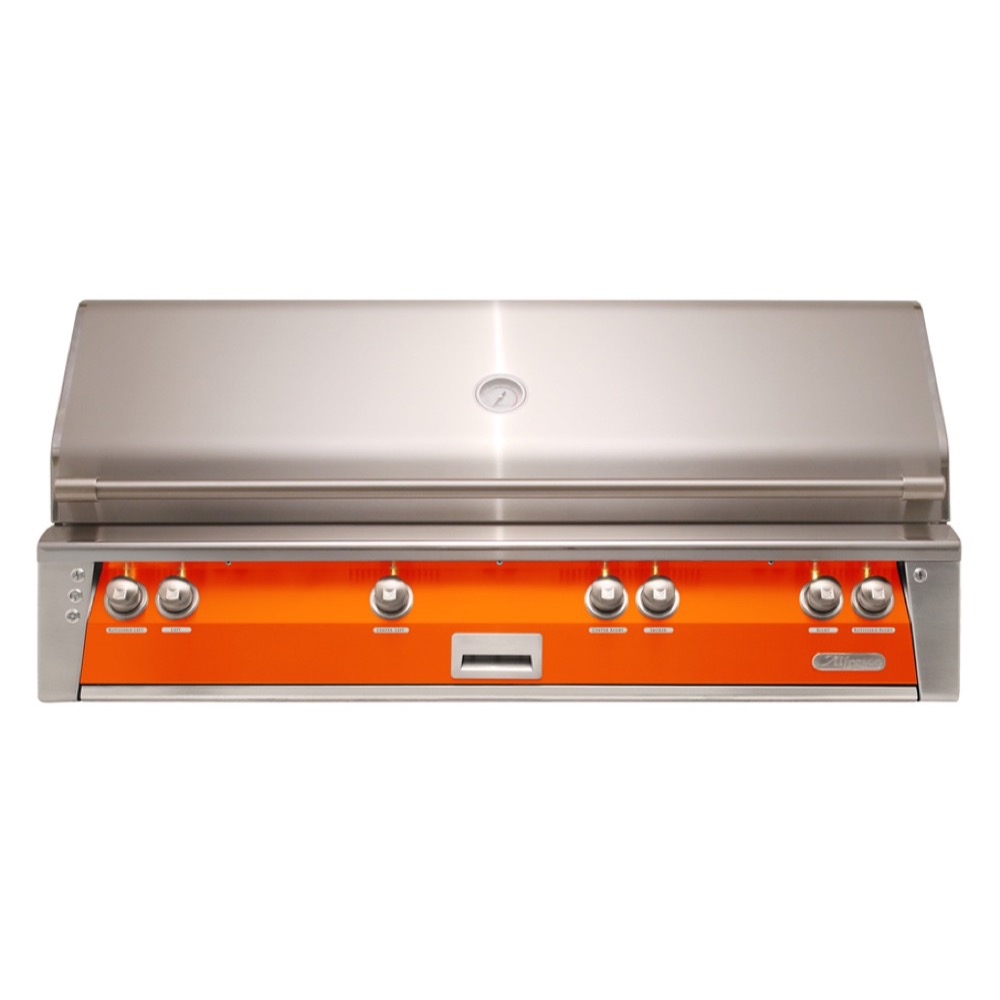 Alfresco Grills ALXE 56 Inch 4 Burner Built In Natural Gas Grill with Sear Zone and Rear Infrared Burner    Luminous Orange