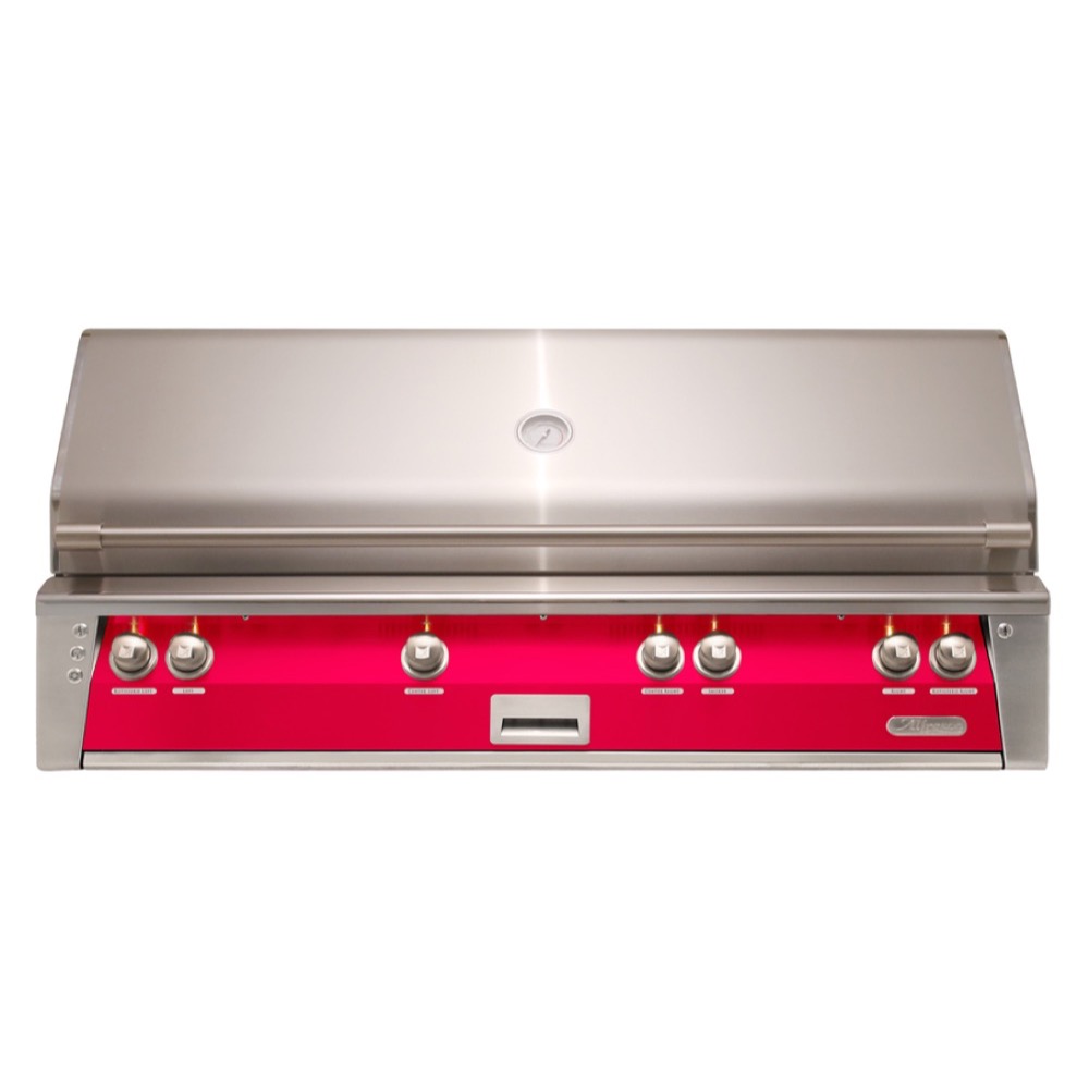 Alfresco Grills ALXE 56 Inch 4 Burner Built In Natural Gas Grill with Sear Zone and Rear Infrared Burner    Raspberry Red