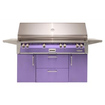 Alfresco Grills ALXE 56 Inch 4 Burner Freestanding Gas Grill with Sear Zone and Rear Infrared Burner Blue Lilac350