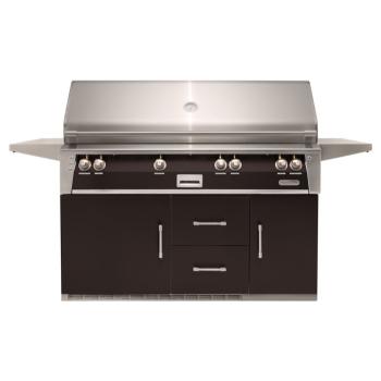 Alfresco Grills ALXE 56 Inch 4 Burner Freestanding Gas Grill with Sear Zone and Rear Infrared Burner on Refrigerated Cart Jet Black Matte350