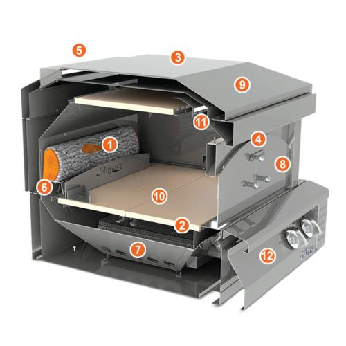 Alfresco Grills 30 Inch Built In Natural Gas Outdoor Pizza Oven   Raspberry Red