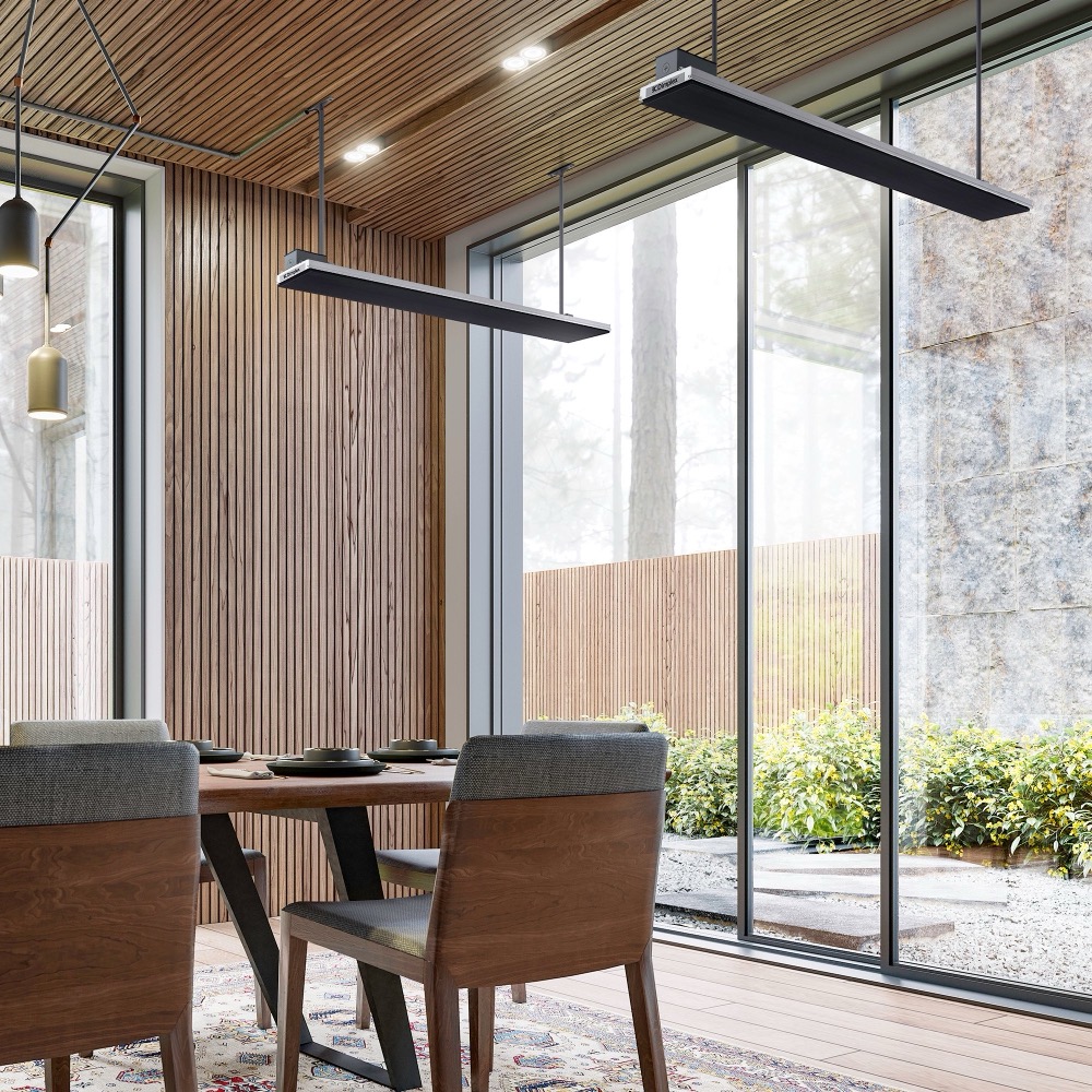 Outdoor 36 Inch 1500W Single Element Electric Wall Mounted Long Wave Radiant Patio Heater   120V   Black