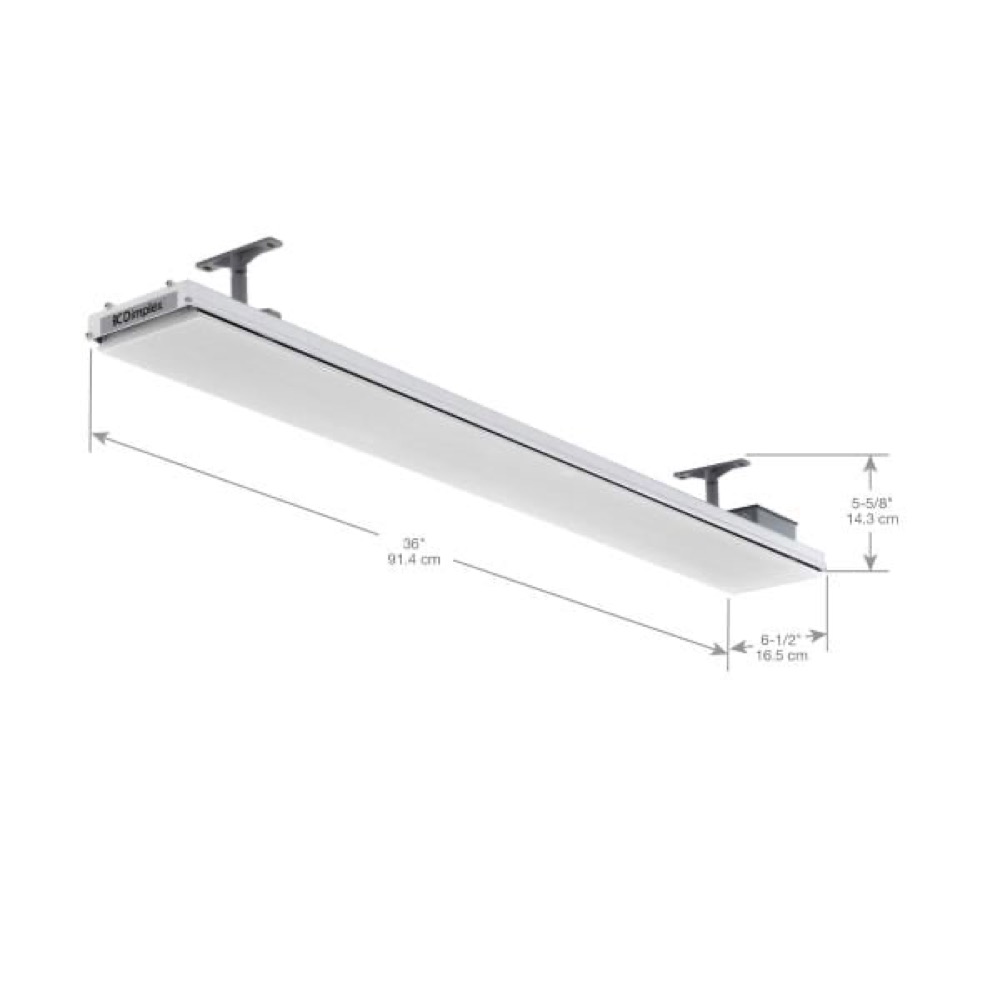 Outdoor 36 Inch 1500W Single Element Electric Wall Mounted Long Wave Radiant Patio Heater   120V   White