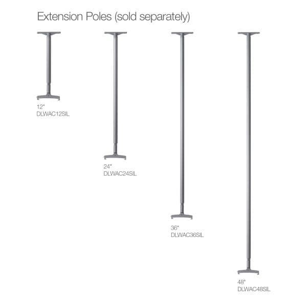 Outdoor Radiant Electric Heater 12 Inch Ceiling Mount Extension Pole   Silver