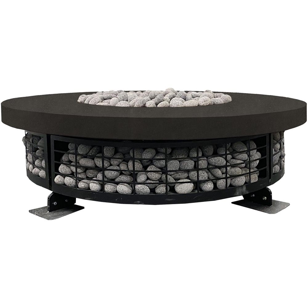 Prism Hardscapes Fuego 54 Inch 125000 BTU Natural Gas Round Fire Pit Table   Ebony