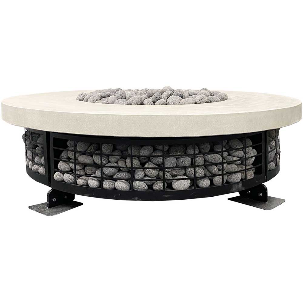 Prism Hardscapes Fuego 54 Inch 125000 BTU Natural Gas Round Fire Pit Table   Ultra White