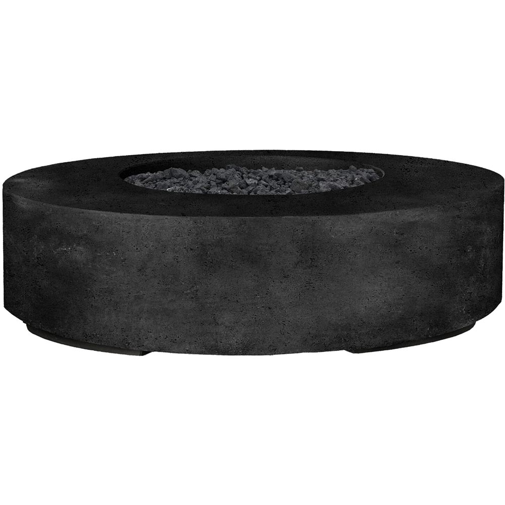 Prism Hardscapes Rotondo 80 Inch Round 125000 BTU Natural Gas Fire Pit Table with Electronic Ignition   Ebony