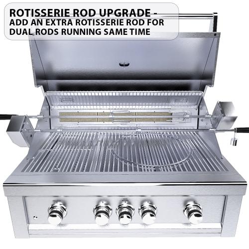 Sunstone Grills Ruby Series 36 Inch 4 Burner Built In Propane Gas Grill with Rear Infrared Burner