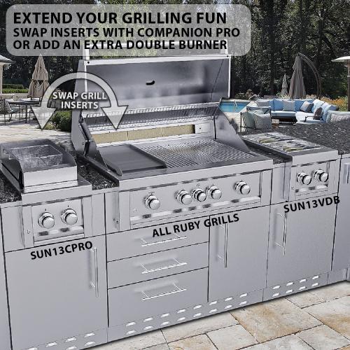 Sunstone Grills Ruby Series 36 Inch 4 Burner Built In Propane Gas Grill with Rear Infrared Burner