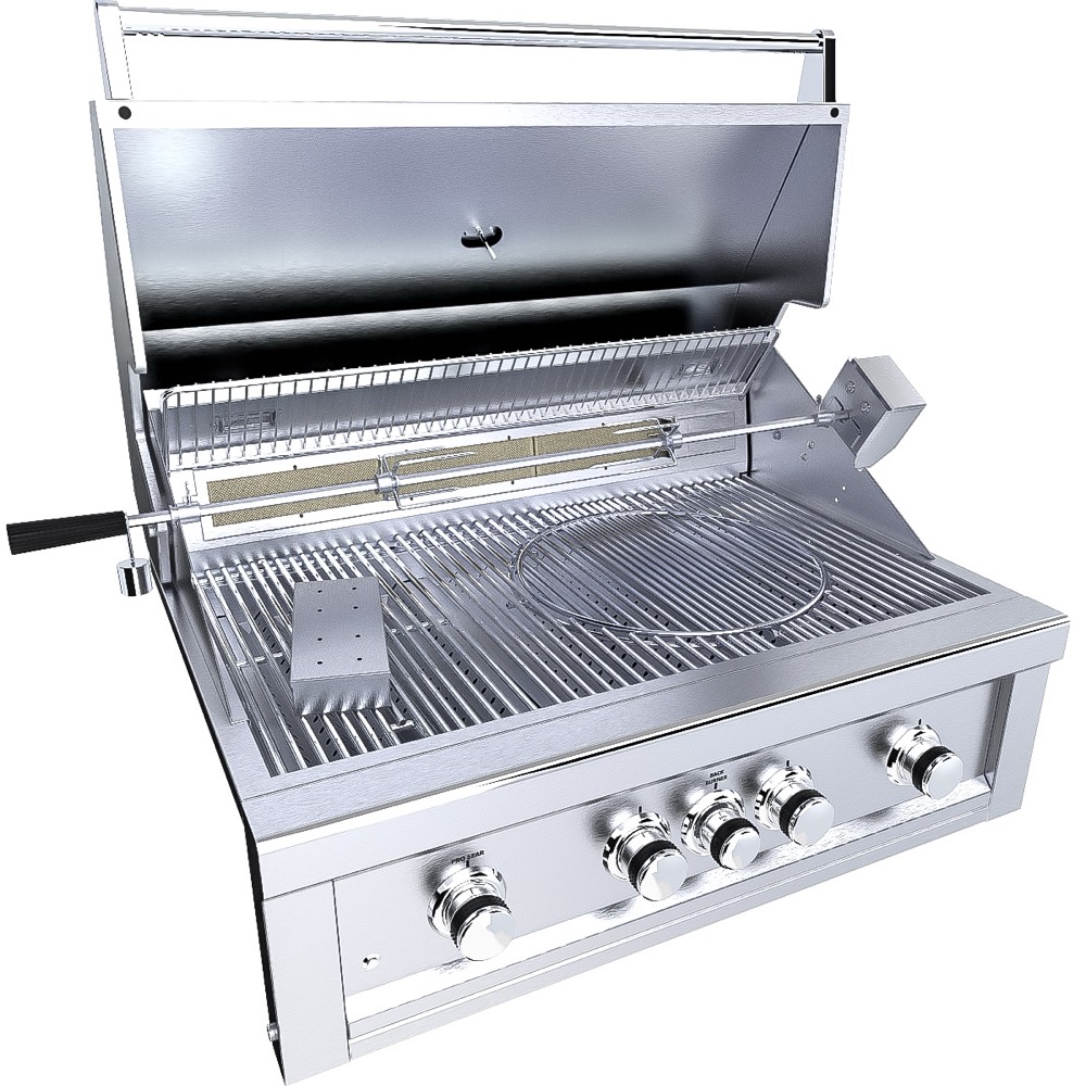 Sunstone Grills Ruby Series 36 Inch 4 Burner Built In Propane Gas Grill with Rear Infrared Burner