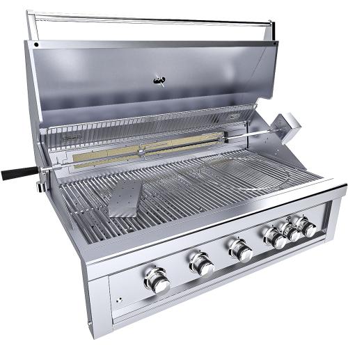 Sunstone Grills Ruby Series 42 Inch 5 Burner Built In Natural Gas Grill with Rear Infrared Burner