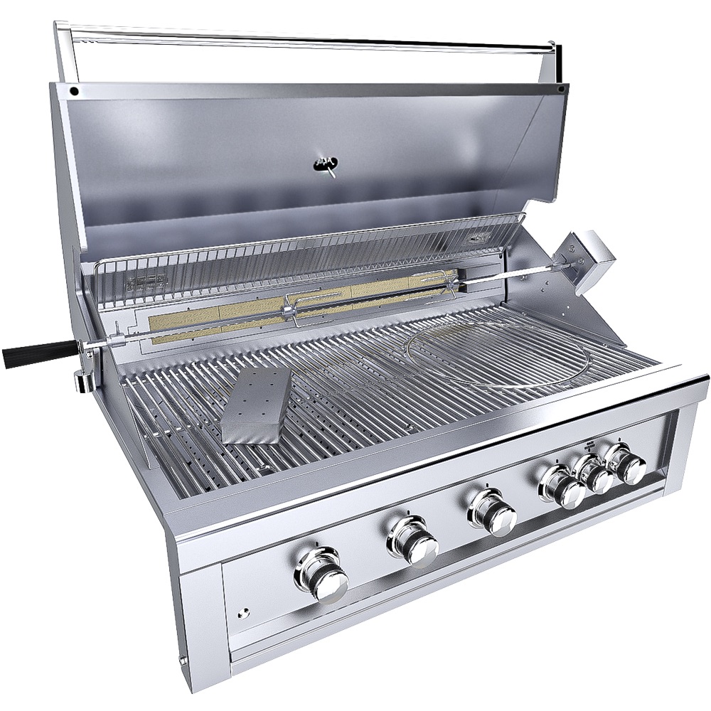 Sunstone Grills Ruby Series 42 Inch 5 Burner Built In Natural Gas Grill with Rear Infrared Burner