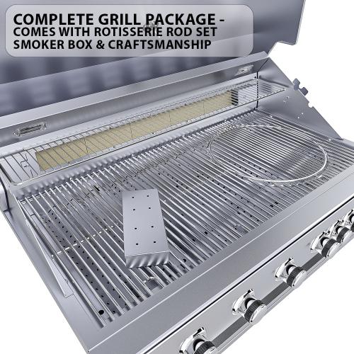 Sunstone Grills Ruby Series 42 Inch 5 Burner Built In Natural Gas Grill with Rear Infrared Burner