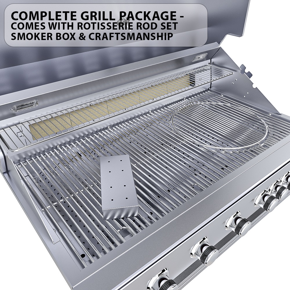 Sunstone Grills Ruby Series 42 Inch 5 Burner Built In Natural Gas Grill with Rear Infrared Burner