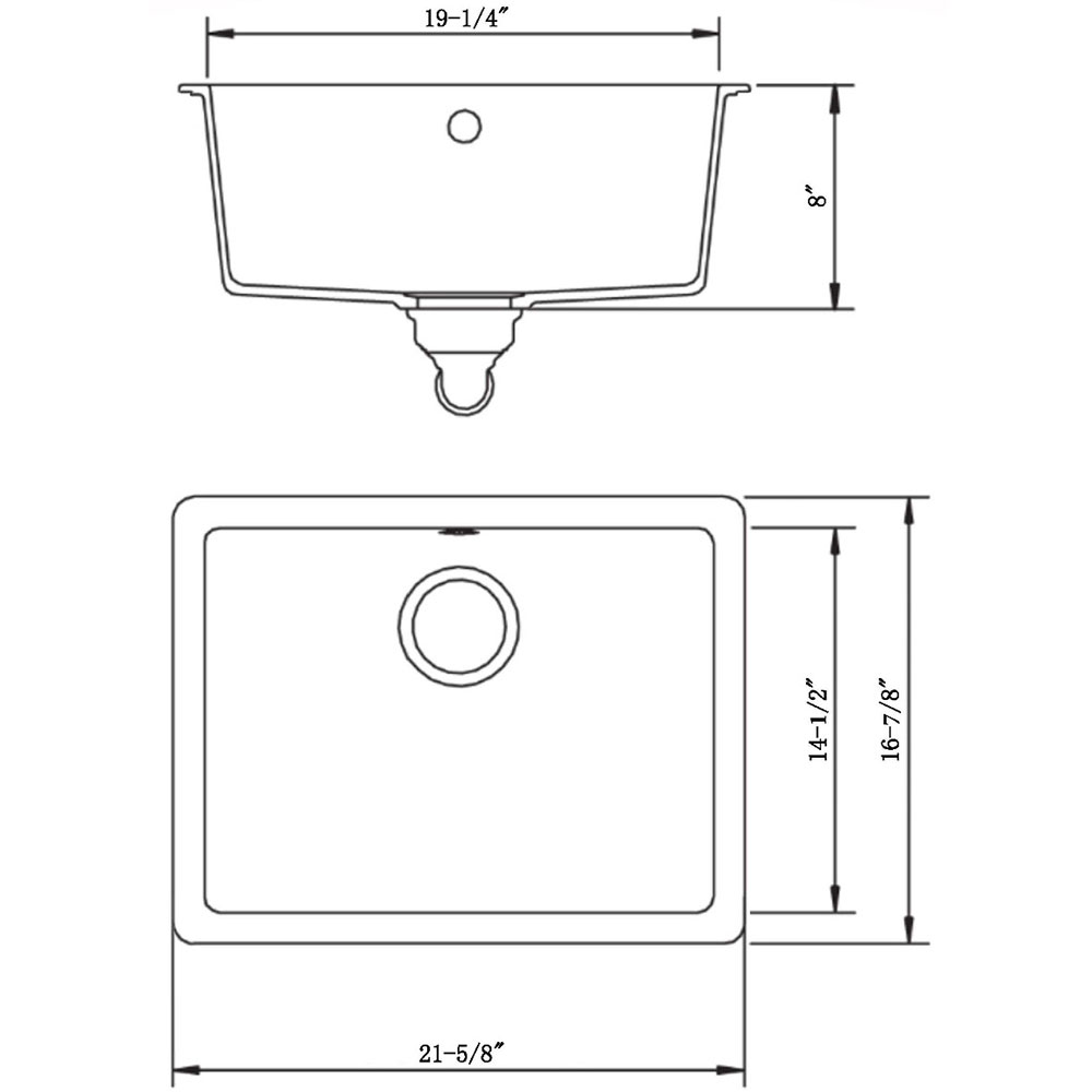 IPT Sinks 22 Inch x 17 Inch Single Bowl Granite Dual Mount Sink   White