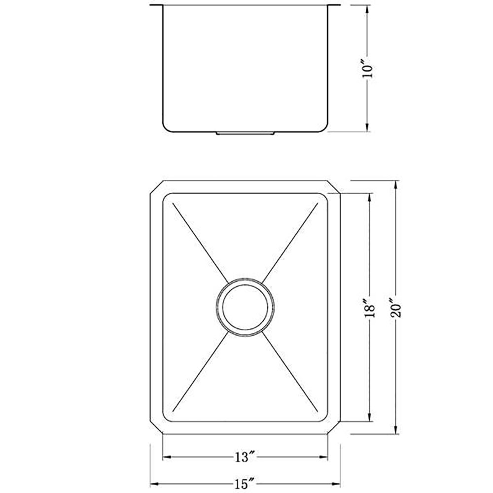 IPT Sinks 16 Gauge 20 Inch x 15 Inch Single Bowl Stainless Steel Zero Radius Undermount Sink