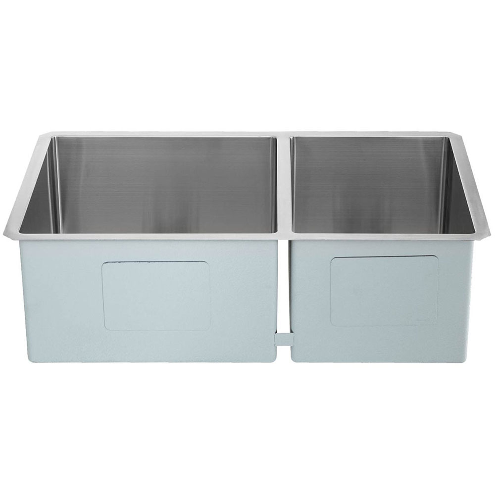 IPT Sinks 16 Gauge 32 Inch x 19 Inch 60 40 Offset Double Bowl Stainless Steel Zero Radius Undermount Sink