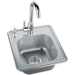 Sunstone Premium 17 Inch x 16 Inch Outdoor Rated Stainless Steel Drop In Sink with Hot and Cold Faucet A SS17250