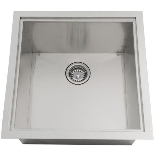 Sunstone Grills 20 Inch x 20 Inch Single Bowl Outdoor Rated Stainless Steel Dual Mount Sink with Lid