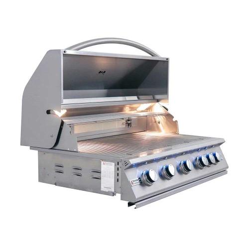 RCS Premier Series 40 Inch 5 Burner Built In Natural Gas Grill with Rear Infrared Burner  and  LED Lighting