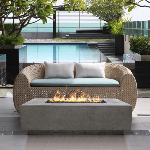 Prism Hardscapes Tavola 1 56 Inch 65000 BTU Natural Gas Rectangular Fire Pit Table   Ultra White