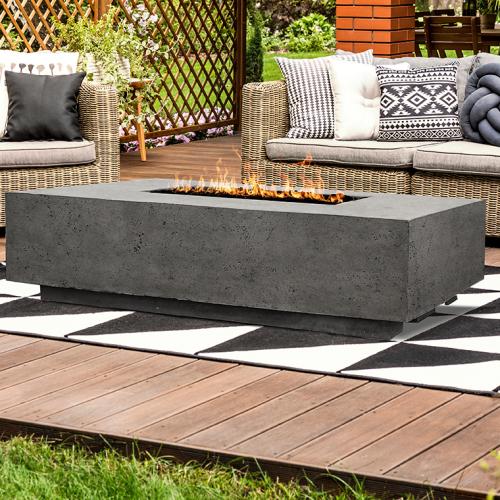 Prism Hardscapes Tavola 4 66 Inch 65000 BTU Natural Gas Rectangular Fire Pit Table   Ultra White