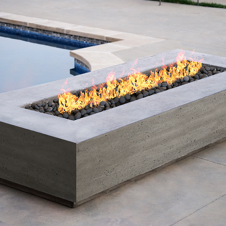 Prism Hardscapes Tavola 6 90 Inch 90000 BTU Natural Gas Rectangular Fire Pit Table   Ultra White