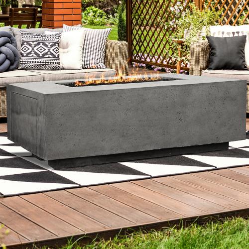 Prism Hardscapes Porto 58 Inch 65000 BTU Propane Gas Rectangular Fire Pit Table   Ultra White