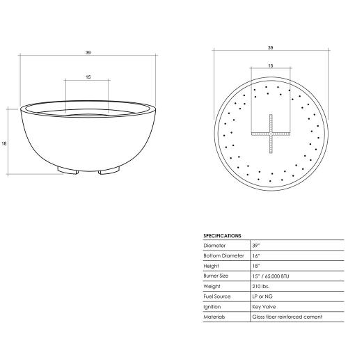 Prism Hardscapes Moderno 1 39 Inch 65000 BTU Propane Gas Round Fire Pit Bowl   Ultra White