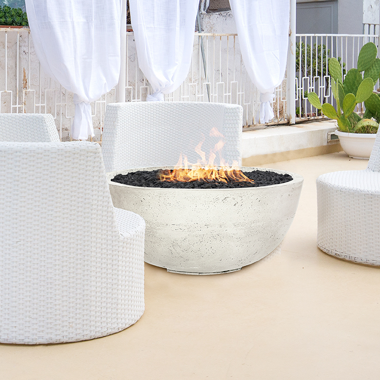 Prism Hardscapes Moderno 1 39 Inch 65000 BTU Natural Gas Round Fire Pit Bowl   Coastal