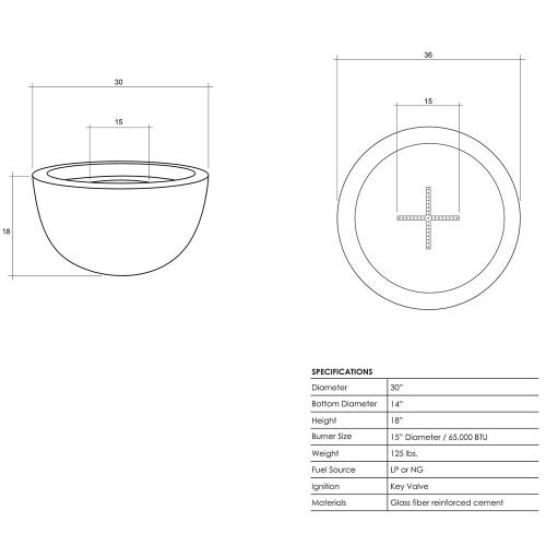 Prism Hardscapes Moderno 3 30 Inch 65000 BTU Natural Gas Round Fire Pit Bowl   Ultra White