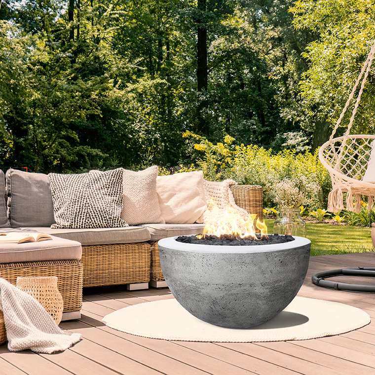 Prism Hardscapes Moderno 3 30 Inch 65000 BTU Natural Gas Round Fire Pit Bowl   Ultra White