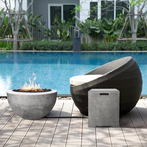 Prism Hardscapes Moderno 3 30 Inch 65000 BTU Natural Gas Round Fire Pit Bowl   Ultra White