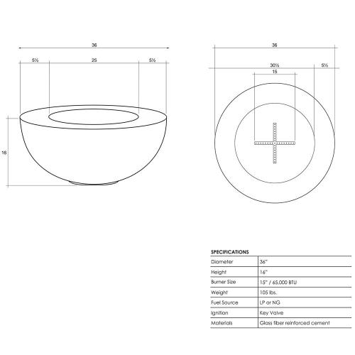 Prism Hardscapes Moderno 5 36 Inch 65000 BTU Natural Gas Round Fire Pit Bowl   Ultra White