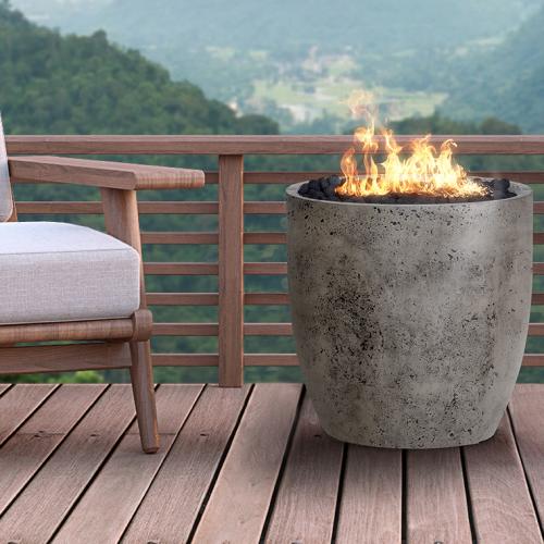 Prism Hardscapes Pentola 2 24 Inch Round 65000 BTU Natural Gas Fire Pit Bowl   Ultra White