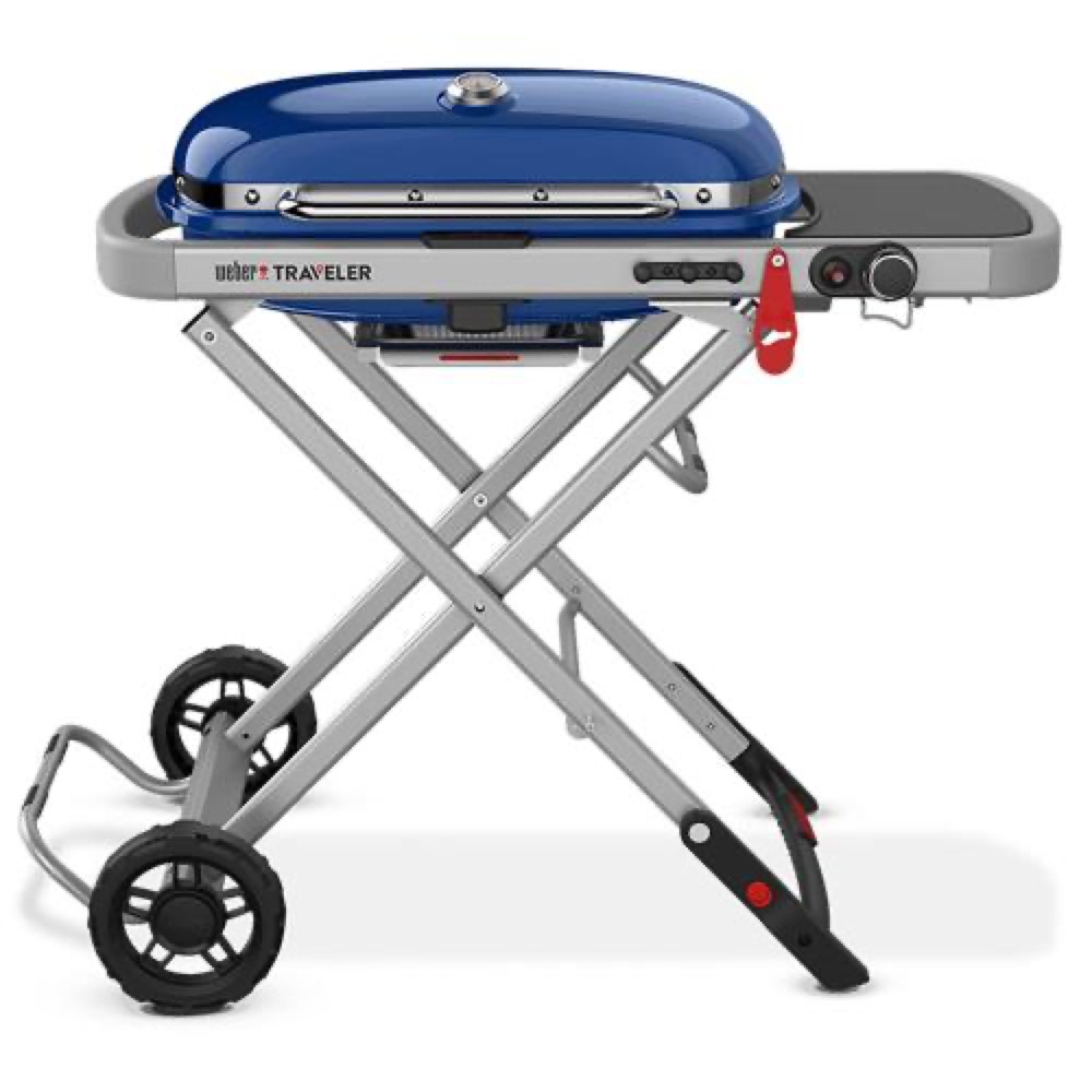 Weber Grills Traveler Portable Propane Gas Grill   Deep Ocean Blue