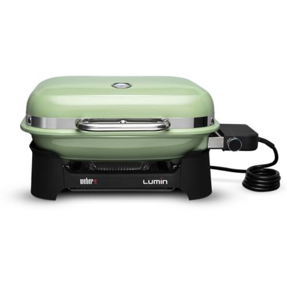 Weber Grills Lumin 1000 Compact 23 Inch 120V Portable Electric Grill   Light Green