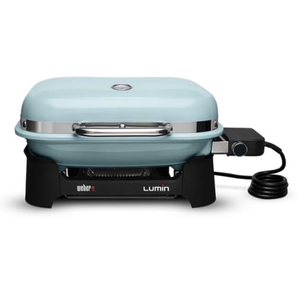 Weber Grills Lumin 1000 Compact 23 Inch 120V Portable Electric Grill   Light Blue