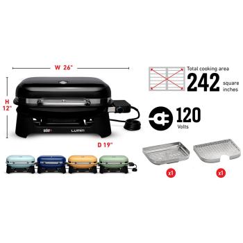 Weber Grills Lumin 2000 26 Inch 120V Portable Electric Grill Specs350