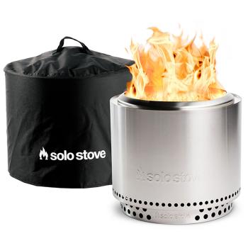 Solo Stove Bonfire 19 Inch Round Stainless Steel Wood Burning Fire Pit with Stand and Cover 2 0 Version SSBON SD 2 0 SHELTER350