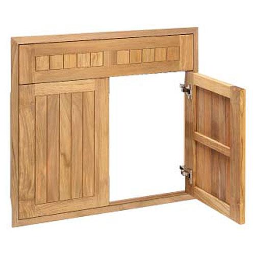 Pacific Teak Millworks Cottage Style 30 Inch Teak Wood Double Access Door with False Front Drawer