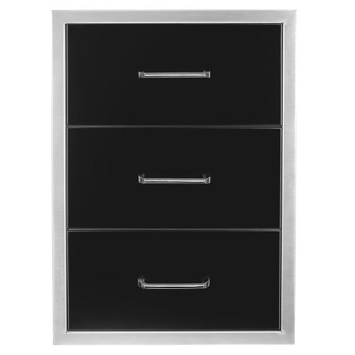 Wildfire 19 Inch Black 304 Stainless Steel Triple Access Drawer