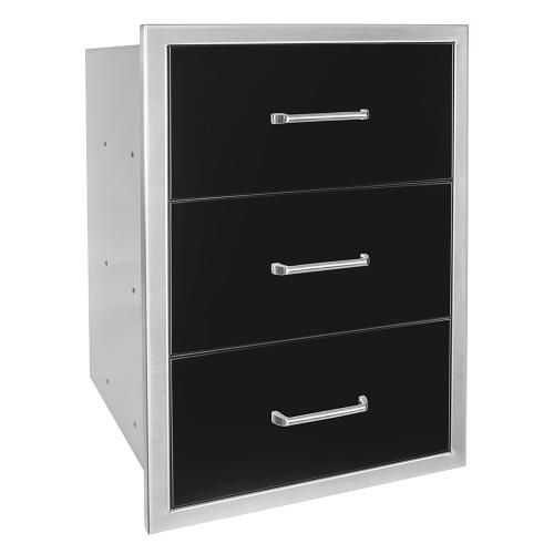 Wildfire 19 Inch Black 304 Stainless Steel Triple Access Drawer