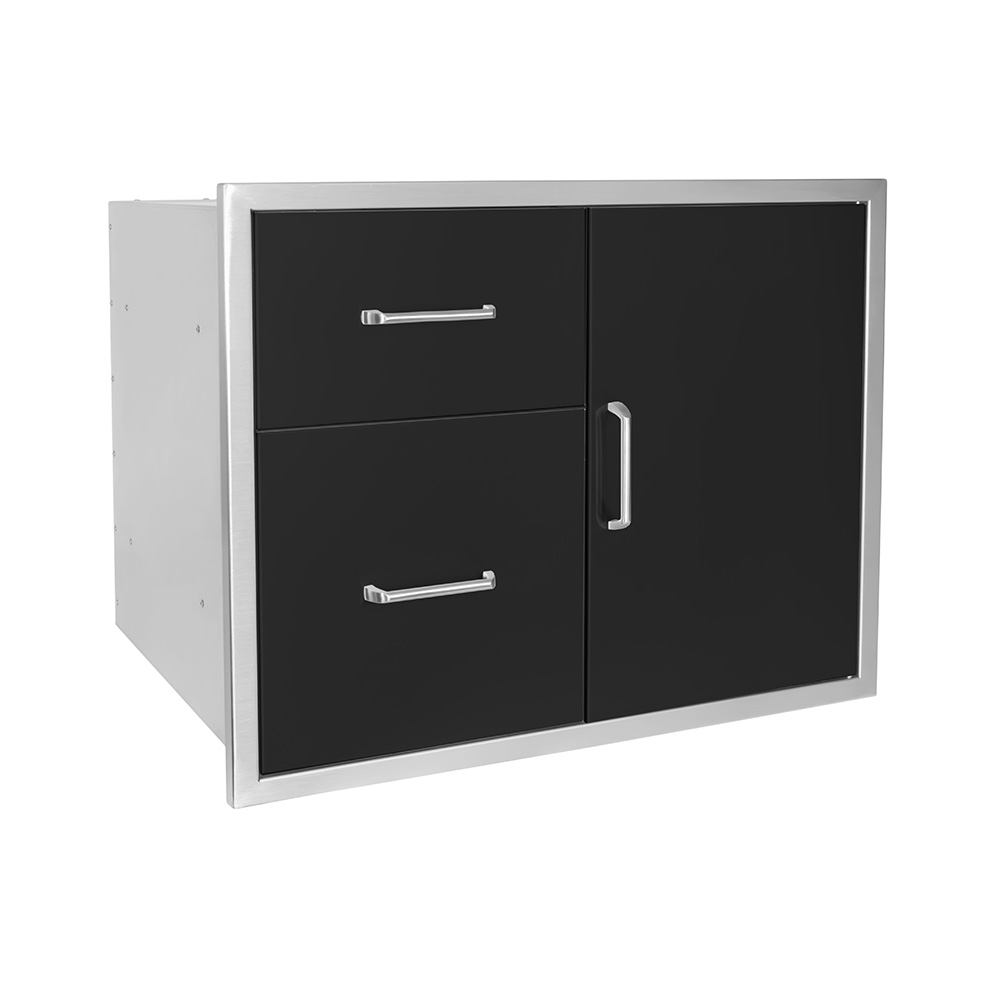 Wildfire 30 Inch Black 304 Stainless Steel Right Hinged Access Door  and  Double Drawer Combo