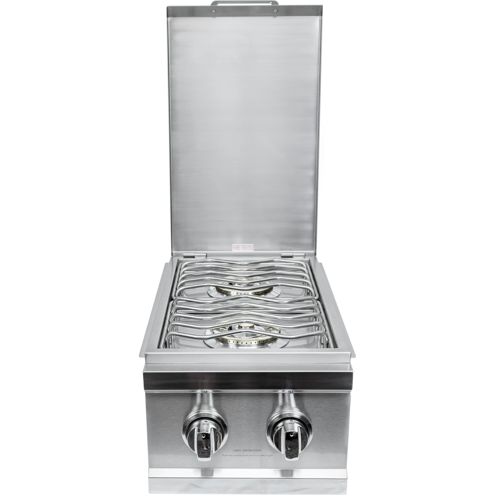 Sole Gourmet Built In Natural Gas Double Side Burner with White LED Lights and Hinged Lid